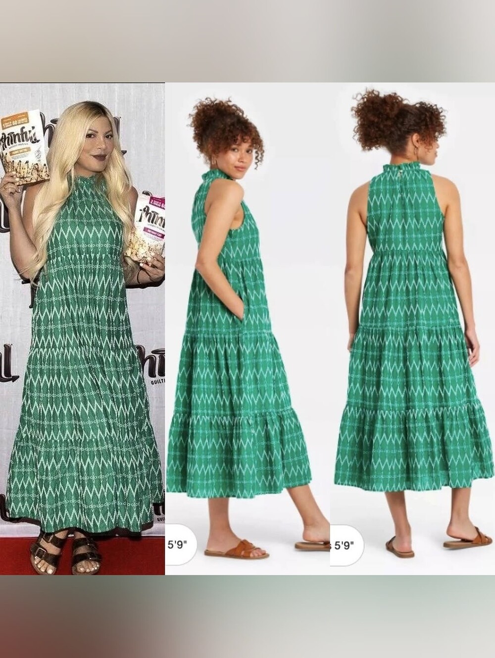 Universal Thread Green Sleeveless Tiered Maxi Dress
